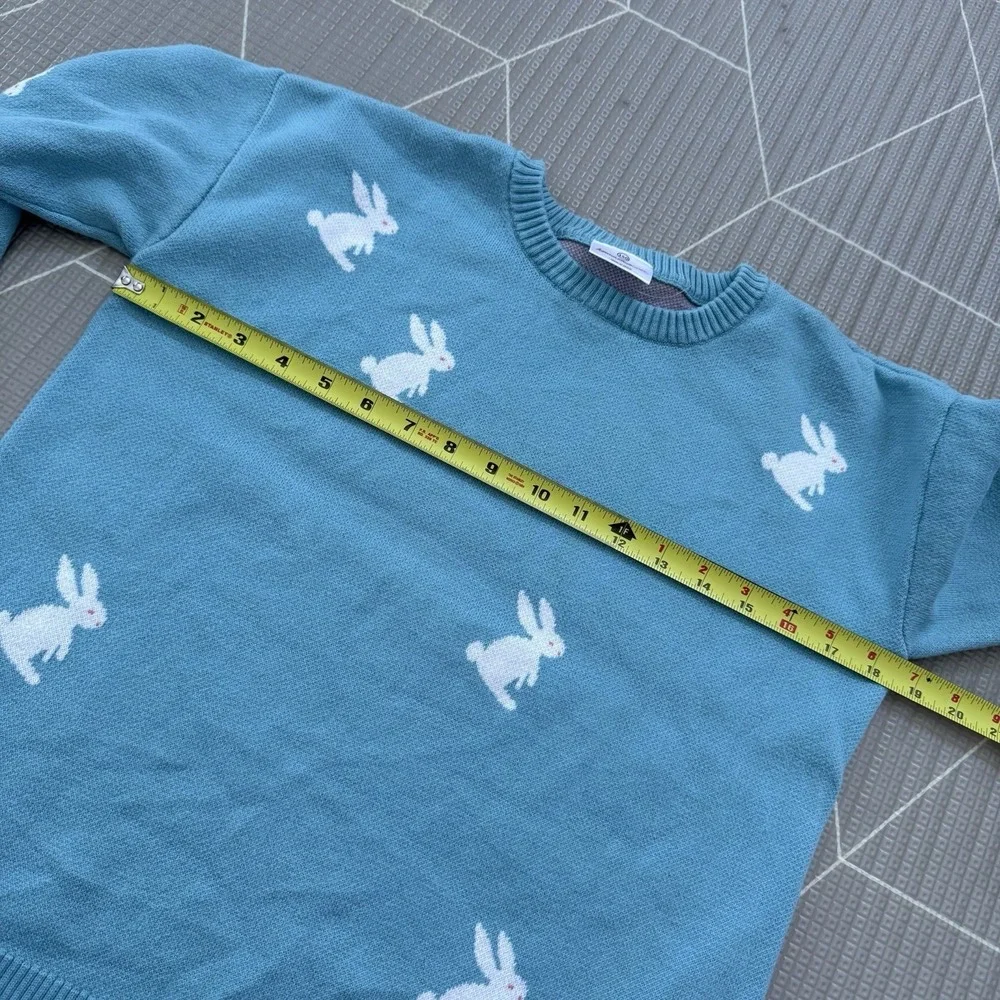 Hanna Andersson Bunny Rabbit Sweater‎ 150 US 12 Blue Easter Bunny 100% Cotton